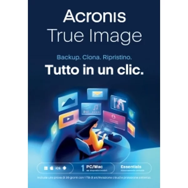Acronis True Image Essentials | Include gli ultimi aggiornamenti | 1 anno | 1 installazione