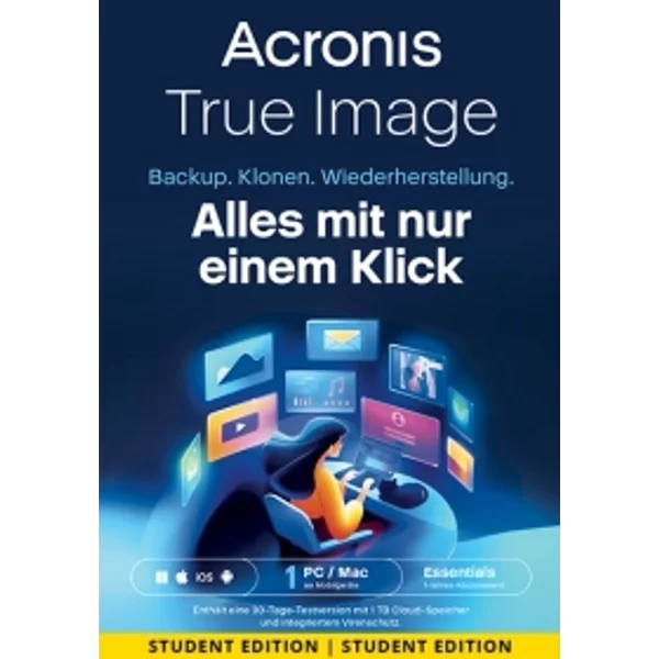 Acronis Cyber Protect Home Office Essentials | Studentenversion | 1 PC | 1 Jahr | Mobile/Tablet inklusive