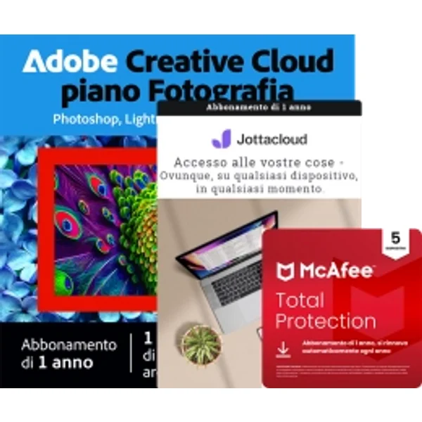Adobe Photography Plan 1 TB + McAfee Total Protection 5 PC + Jottacloud Home | 1 Anno