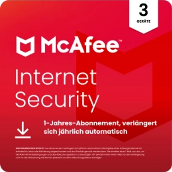 McAfee Internet Security | 3 Geräte | 1 Jahr | Windows, Mac, Android & iOS