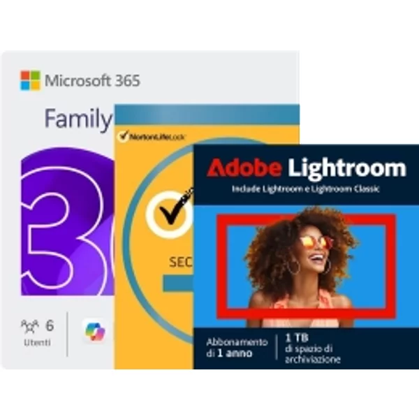 Bundle di sconti: Microsoft 365 Family | Adobe Lightroom | Norton Security Deluxe