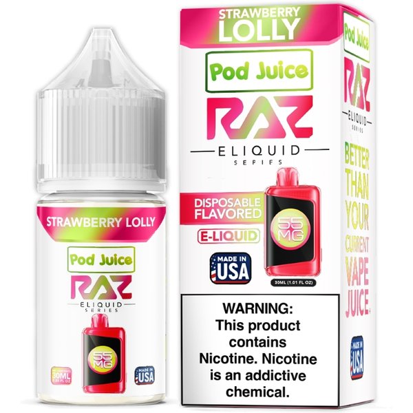 Strawberry Lolly Pod Juice RAZ Disposable Collab Nic Salt E-juice 30ml