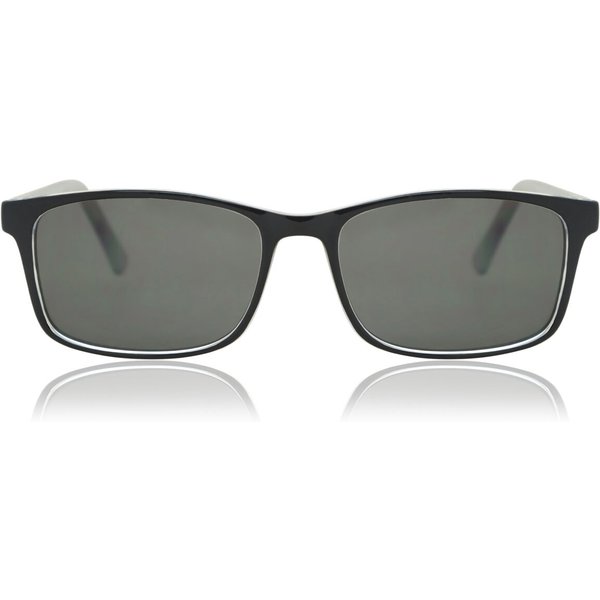 Rectangle Full Rim Plastic Men's Prescription Sunglasses Black Size 55 - SmartBuy Collection