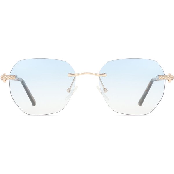 Geometric Rimless Metal Women’s Prescription Sunglasses Gold Size 53 - SmartBuy Collection