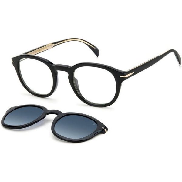 David Beckham DB 1080/CS with Clip-On 2M2/Z7 Men's Eyeglasses Black Size 49 - Blue Light Block Available