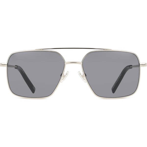 Messy Weekend VEO Shiny Silver Deep Grey Men's Sunglasses Silver Size 56