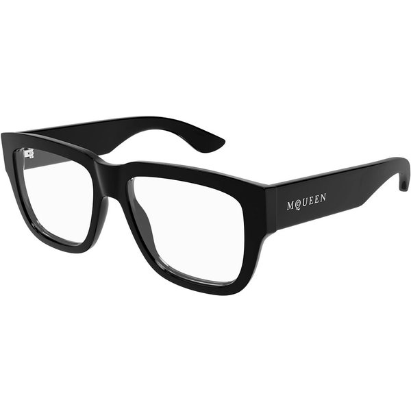 Alexander McQueen AM0510O 001 Men's Eyeglasses Black Size 55 - Blue Light Block Available