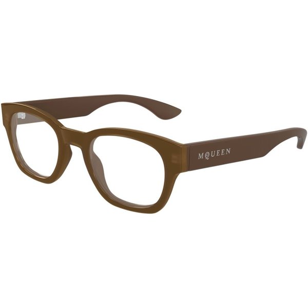 Alexander McQueen AM0530O 007 Men's Eyeglasses Brown Size 52 - Blue Light Block Available