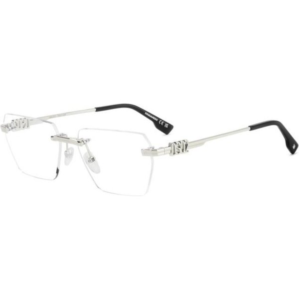 Dsquared2 D2 0102 010 Men's Eyeglasses Silver Size 58 - Blue Light Block Available