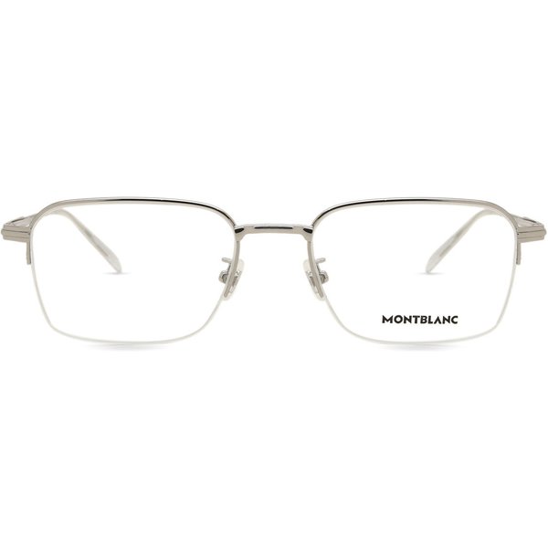 Montblanc MB0220OA Asian Fit 004 Men's Eyeglasses Silver Size 56 - Blue Light Block Available