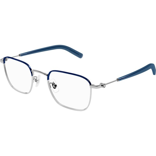 Montblanc MB0389O Asian Fit 009 Men's Eyeglasses Silver Size 52 - Blue Light Block Available