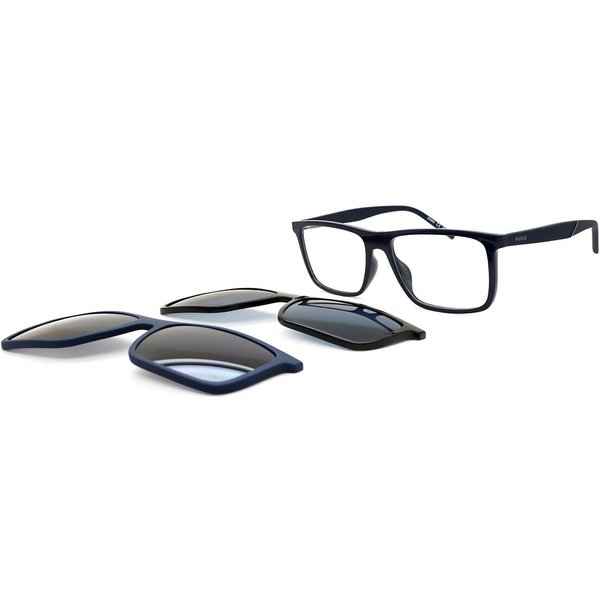 HUGO HG 1331/G/CS2 Asian Fit with Clip-On 9N7/99 Men's Eyeglasses Blue Size 56 - Blue Light Block Available