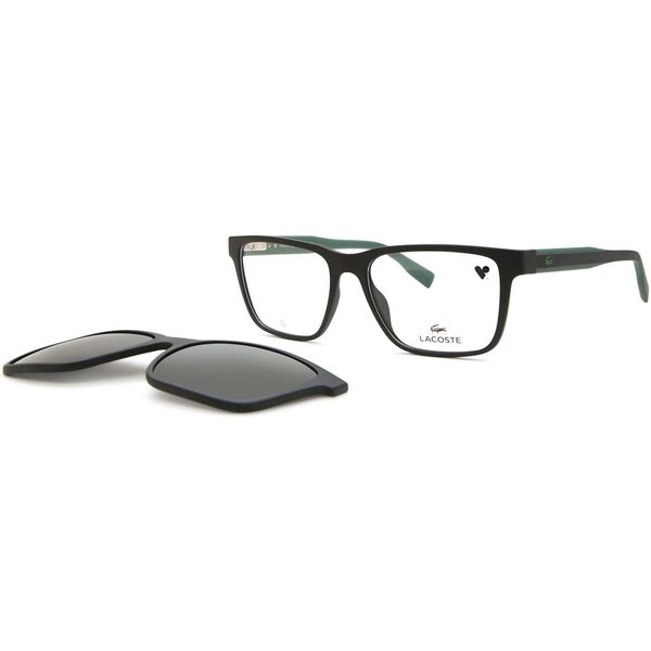 Lacoste L6010 MAG-SET With Clip-On 002 Men's Eyeglasses Black Size 55 - Blue Light Block Available