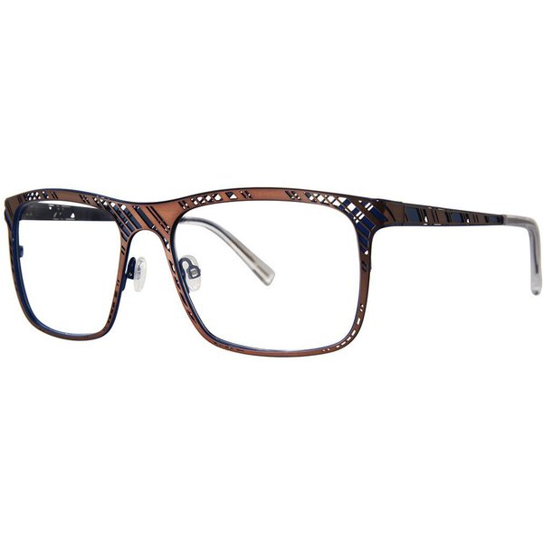 Jhane Barnes Skew Lines Brown/Blue Men's Eyeglasses Blue Size 56 - Blue Light Block Available