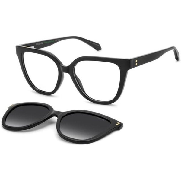 Polaroid PLD D596/C with Clip-On 08A/WJ Women’s Eyeglasses Black Size 53 - Blue Light Block Available