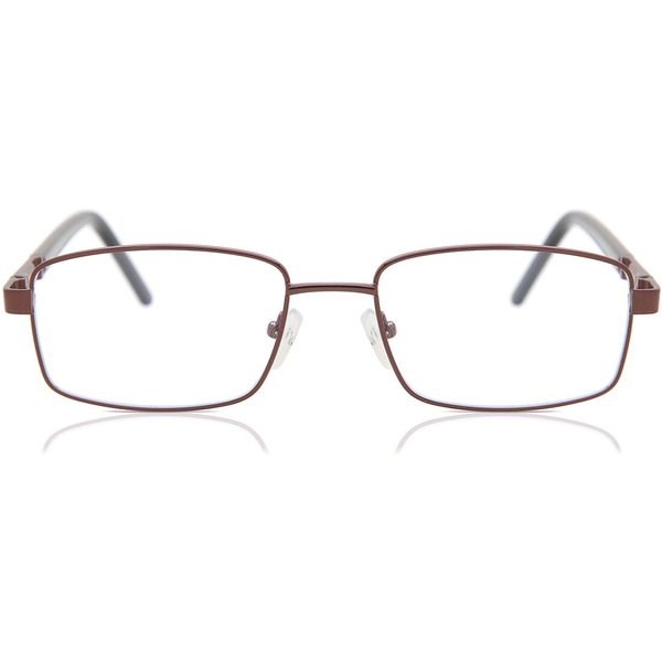 Rectangle Full Rim Metal Men's Prescription Eyeglasses Online Brown Size 55 - Free Lenses - Blue Light Block Available - SmartBuy Collection