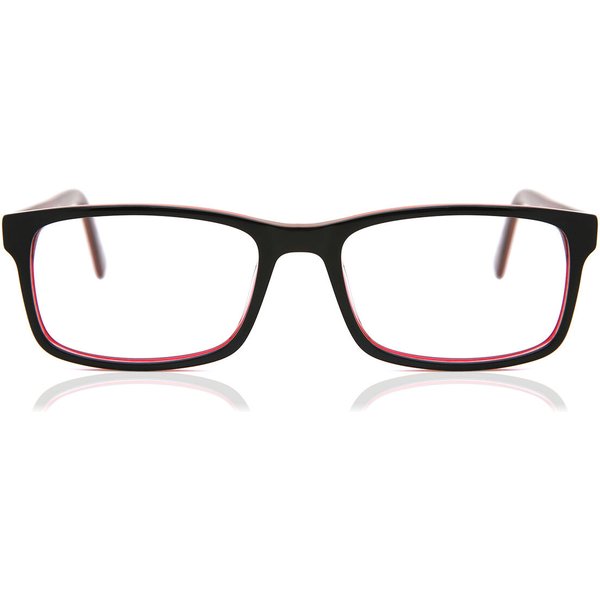 Rectangle Full Rim Plastic Men's Prescription Eyeglasses Online Red Size 55 - Free Lenses - Blue Light Block Available - SmartBuy Collection