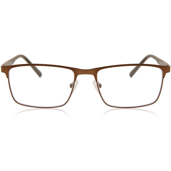 Rectangle Full Rim Metal Men's Prescription Eyeglasses Online Brown Size 54 - Free Lenses - Blue Light Block Available - SmartBuy Collection