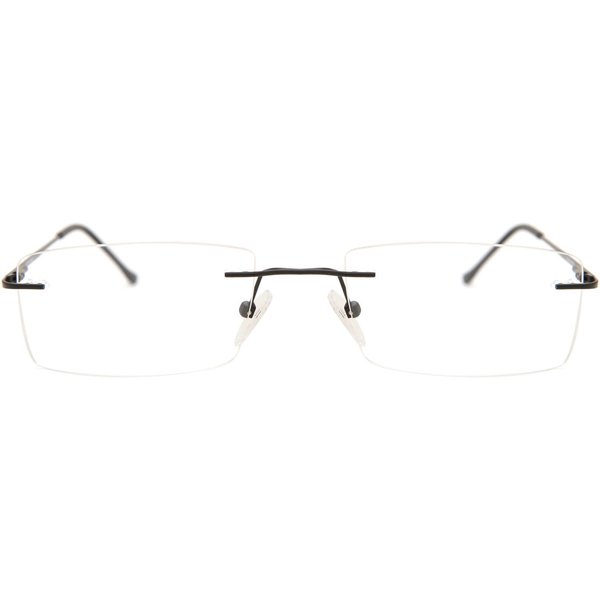Rectangle Rimless Metal Men's Prescription Eyeglasses Online Black Size 53 - Free Lenses - Blue Light Block Available - SmartBuy Collection