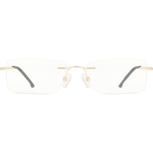 Rectangle Rimless Metal Men's Prescription Eyeglasses Online Gold Size 53 - Free Lenses - Blue Light Block Available - SmartBuy Collection