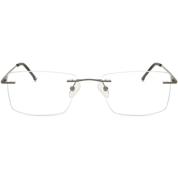 Square Rimless Metal Men's Prescription Eyeglasses Online Grey Size 54 - Free Lenses - Blue Light Block Available - SmartBuy Collection