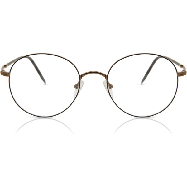 Round Full Rim Metal Men's Prescription Eyeglasses Online Brown Size 52 - Free Lenses - Blue Light Block Available - SmartBuy Collection