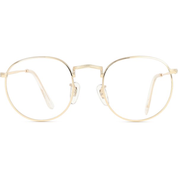 Round Full Rim Metal Men's Prescription Eyeglasses Online Gold Size 49 - Free Lenses - Blue Light Block Available - SmartBuy Collection
