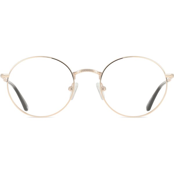 Round Full Rim Metal Men's Prescription Eyeglasses Online Gold Size 50 - Free Lenses - Blue Light Block Available - SmartBuy Collection