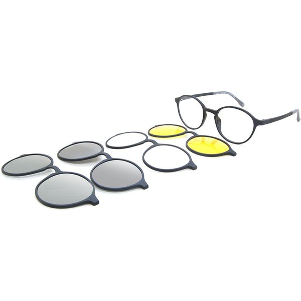Oval Clip-On Plastic Men's Prescription Eyeglasses Online Black Size 49 - Free Lenses - Blue Light Block Available - SmartBuy Collection