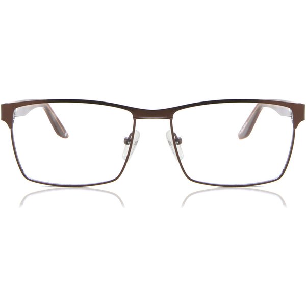 Rectangle Full Rim Metal Men's Prescription Eyeglasses Online Brown Size 57 - Free Lenses - Blue Light Block Available - SmartBuy Collection