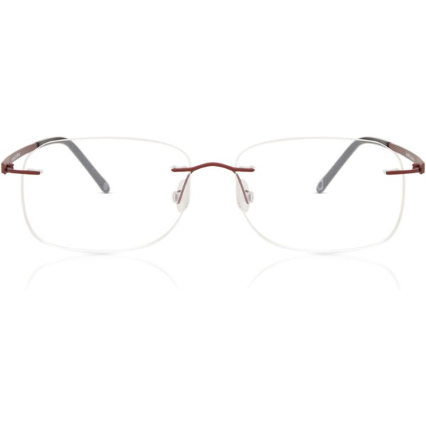 Rectangle Rimless Titanium Men's Prescription Eyeglasses Online Red Size 55 - Free Lenses - Blue Light Block Available - SmartBuy Collection