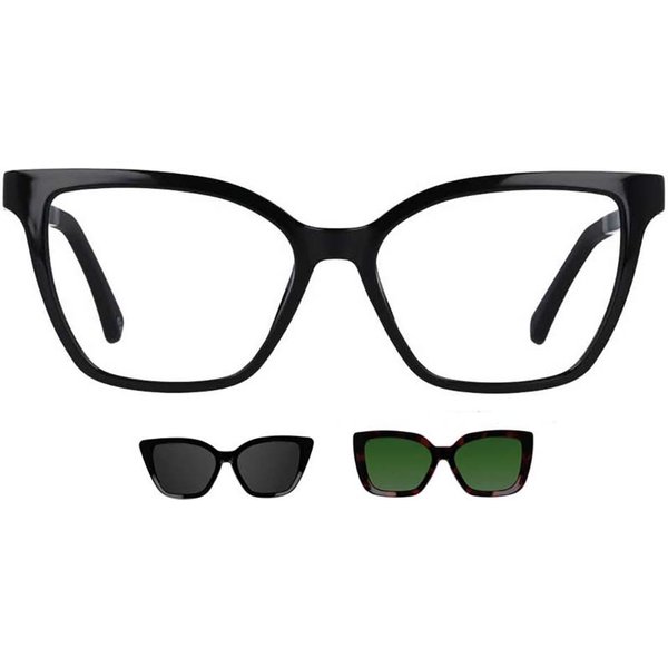 Cat Eye Clip-On Plastic Women’s Prescription Eyeglasses Online Black Size 53 - Free Lenses - Blue Light Block Available - SmartBuy Collection