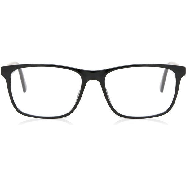 Rectangle Full Rim Plastic Men's Prescription Eyeglasses Online Black Size 55 - Free Lenses - Blue Light Block Available - SmartBuy Collection
