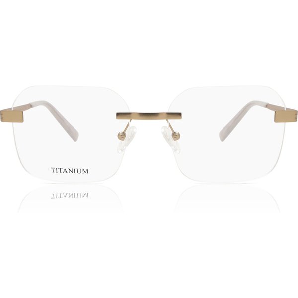 Square Rimless Titanium Men's Prescription Eyeglasses Online Gold Size 53 - Free Lenses - Blue Light Block Available - SmartBuy Collection