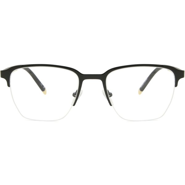 Square Semi Rimless Metal Men's Prescription Eyeglasses Online Black Size 53 - Free Lenses - Blue Light Block Available - SmartBuy Collection