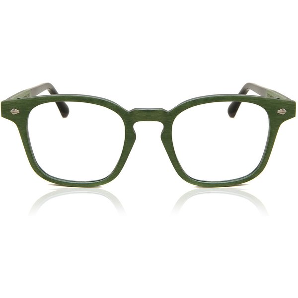 Square Full Rim Wood Men's Prescription Eyeglasses Online Green Size 48 - Free Lenses - Blue Light Block Available - SmartBuy Collection