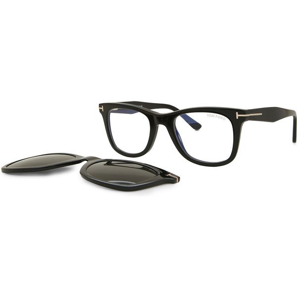 Tom Ford FT5970-B with Clip-On 001 Blue-Light Block Men's Eyeglasses Black Size 50 - Blue Light Block Available