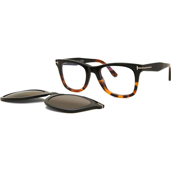Tom Ford FT5970-B with Clip-On 005 Blue-Light Block Men's Eyeglasses Black Size 50 - Blue Light Block Available