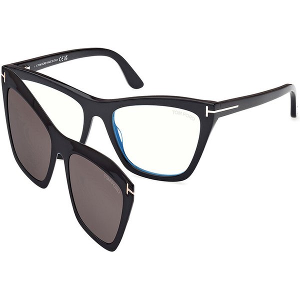 Tom Ford FT5971-B with Clip-On 001 Blue-Light Block Women’s Eyeglasses Black Size 54 - Blue Light Block Available