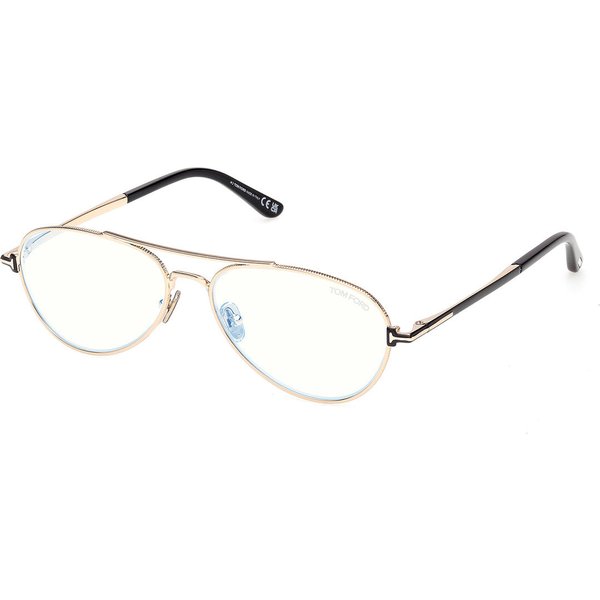Tom Ford FT6128-B 028 Blue-Light Block Men's Eyeglasses Gold Size 56 - Blue Light Block Available