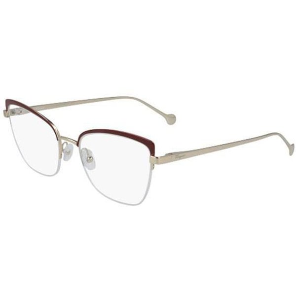 Salvatore Ferragamo SF 2182 744 Women’s Eyeglasses Burgundy Size 53 - Blue Light Block Available