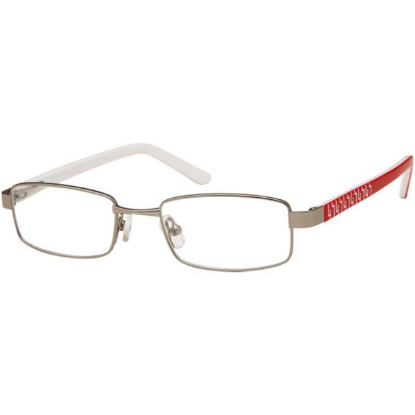 Rectangle Full Rim Metal Kids' Prescription Eyeglasses Online Grey Size 48 - Free Lenses - Blue Light Block Available - SmartBuy Collection