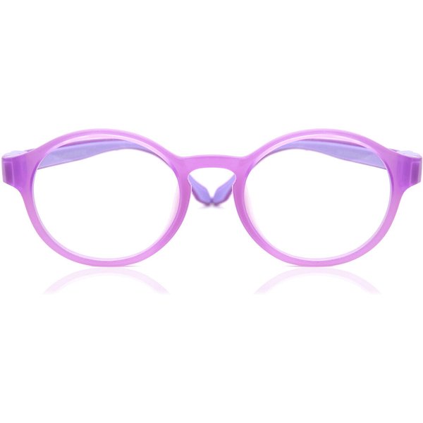 Round Full Rim Plastic Kids' Prescription Eyeglasses Online Purple Size 46 - Free Lenses - Blue Light Block Available - SmartBuy Collection