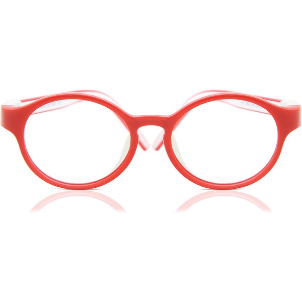 Round Full Rim Plastic Kids' Prescription Eyeglasses Online Red Size 42 - Free Lenses - Blue Light Block Available - SmartBuy Collection