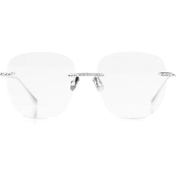 Anna-Karin Karlsson CRYSTAL OPTICAL 2.0 - SOFT SQUARE White Gold Women’s Eyeglasses Silver Size 55 - Blue Light Block Available