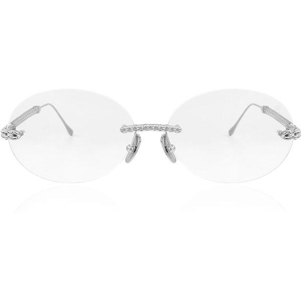 Anna-Karin Karlsson CHAIN NEST - OVAL White Gold Women’s Eyeglasses Silver Size Standard - Blue Light Block Available