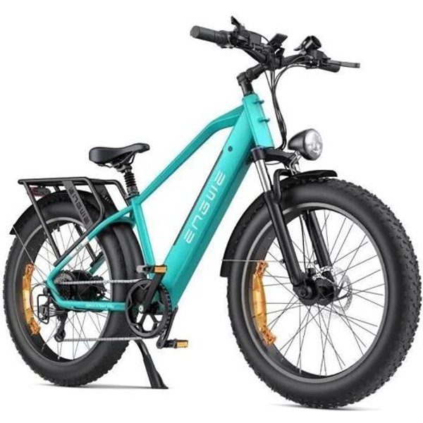 Vélo Électrique Engwe E26 Autonomie 140km Moteur 250w Batterie 48v16ah Amortisseur Avant Pneus Neige 26 Pouces VTC Fat Bike Bleu