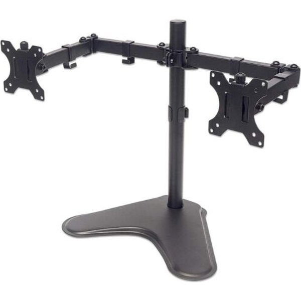 Manhattan Support de bureau double pour TV/moniteurs (Bras articulé), écrans 10" à 27", montage sur pied, Compatibilité VESA : 75x75 et 100x100 mm (vérifiez les dimensions des quatre trous de fixation à l'arrière), charge max. 8 kg par écran...
