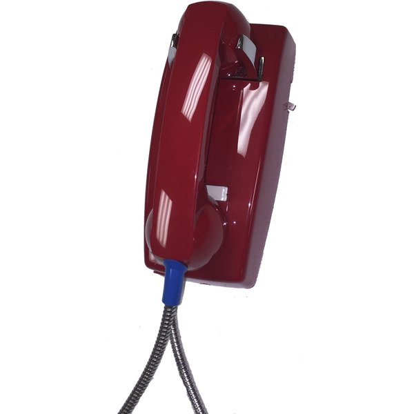 Cortelco 2554 Red No Dial Armored Wall Phone w/ Metal Cradle - New