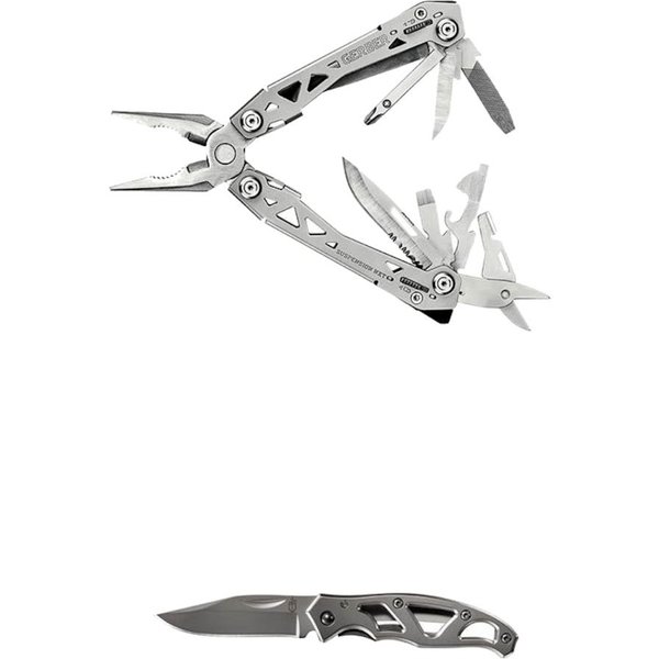 Gerber Suspension NXT & Mini Paraframe w-Gift T, multitool en mes, zilver